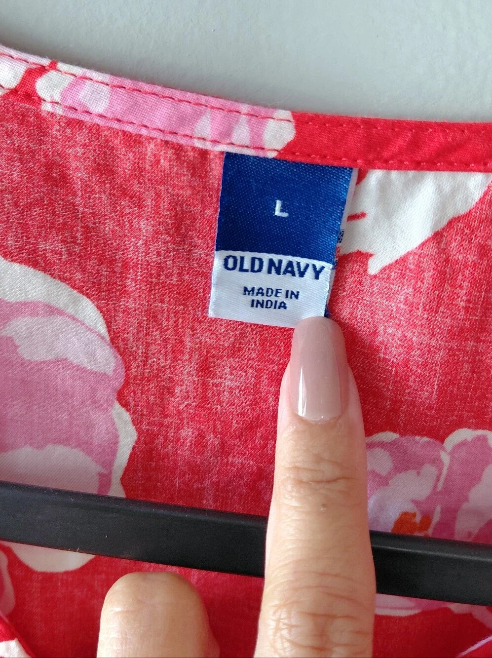 Old Navy Red Floral Wrap Top with Puff Sleeves